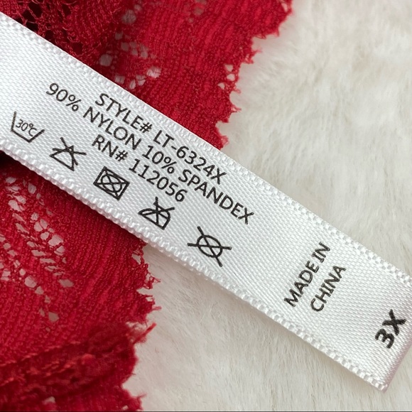 Plus Dark Red Bralette Hourglass Back Lace w.Pads - Picture 10 of 13